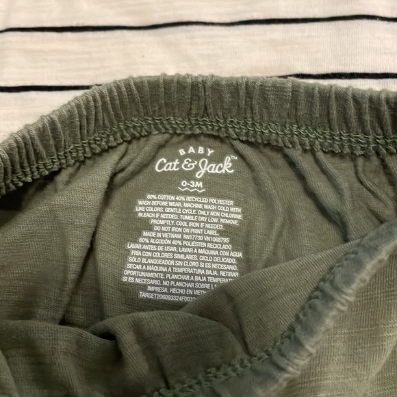 Baby Green Shorts and Tan with Black stripe shirt Size 0-3M - Picture 3 of 5